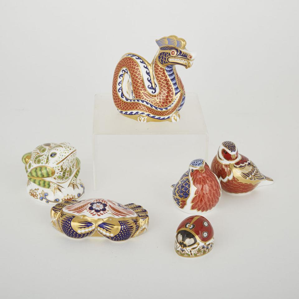 Six Various Royal Crown Derby Animals and Birds, 20th century