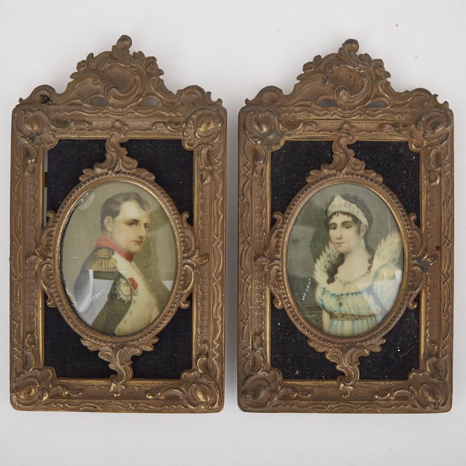 Pair of Portrait Miniatures of Napoleon I and Josephine, c.1900