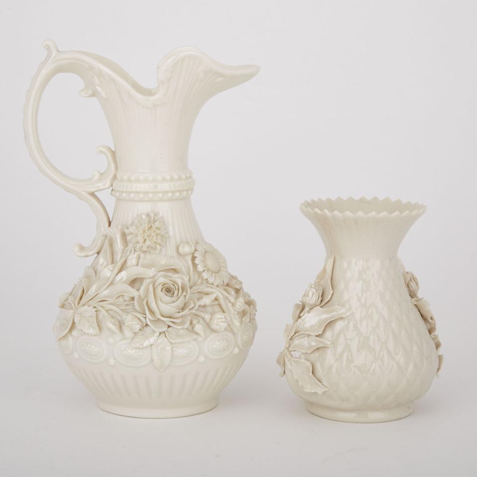 Belleek Ewer and Thistle Vase, c.1926-1946