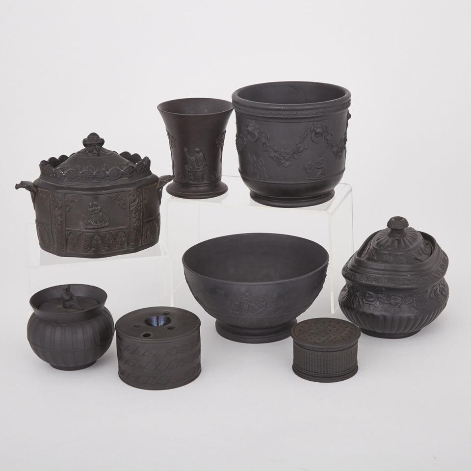 Group of English Black Basalt Wares, late 18th/19th century