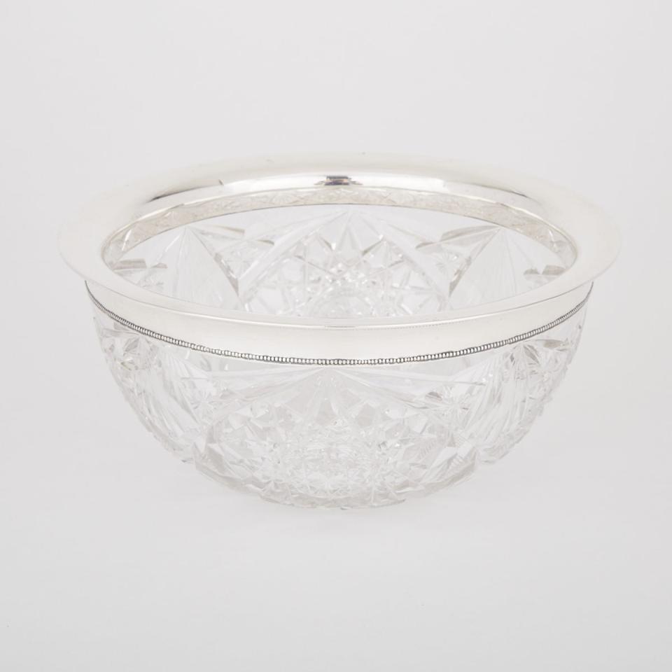 Canadian Silver Mounted Cut Glass Berry Bowl, J.E. Ellis & Co., Toronto, Ont., early 20th century