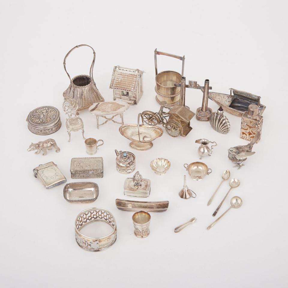 Group of Mainly Silver Miniatures and Small Boxes, 20th century