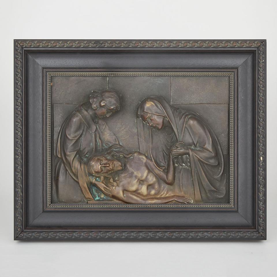 Patinated Bronze Relief Panel of the Lamentation of Christ, early 20th century