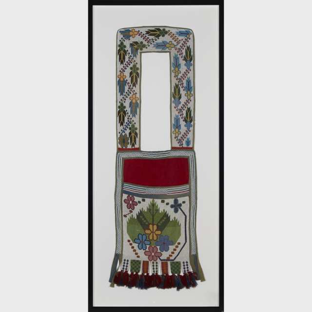 Ojibwa or Pottawatomie Beaded Wool Bandolier Bag, Eastern Woodlands, late 19th/early 20th  century