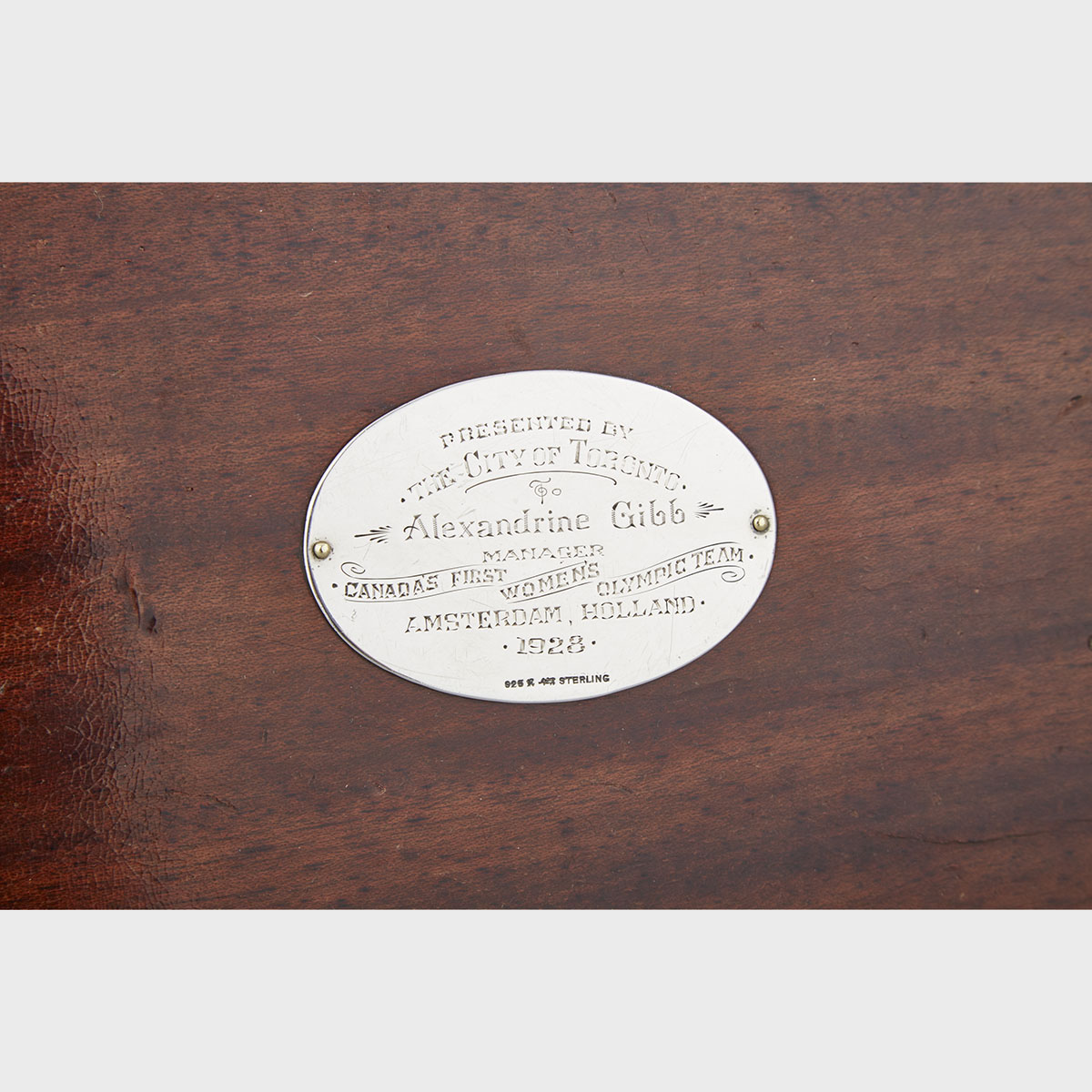 Canadian Silver Mounted Mahogany Oval Serving Tray, Roden Bros., Toronto, Ont., c.1928