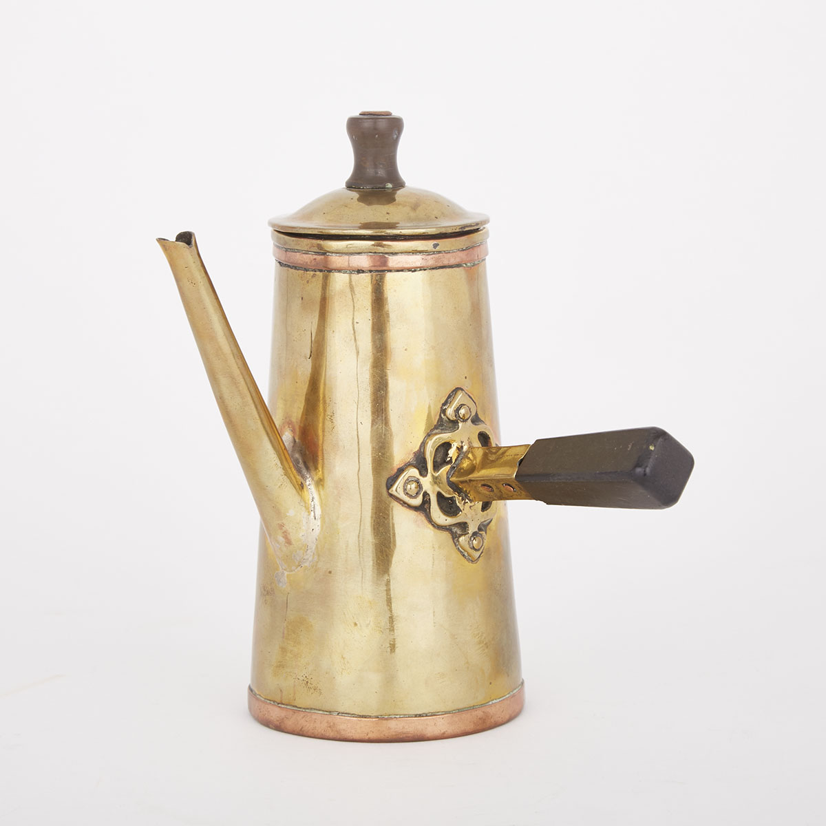Paul Beau (1871-1941) Brass and Copper Cocoa Pot, early 20th century
