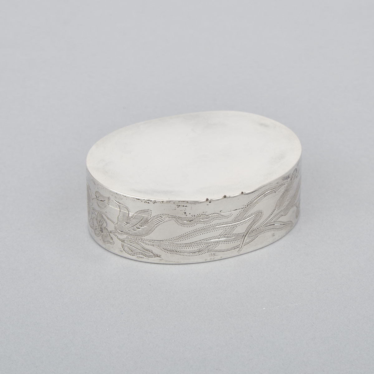 Canadian Silver Oval Snuff Box, George Savage, Montreal, Que., c.1830