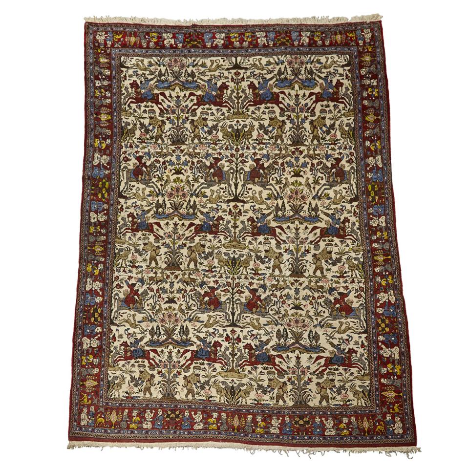 Ispahan Pictorial Carpet, Persian,  early to middle 20th century