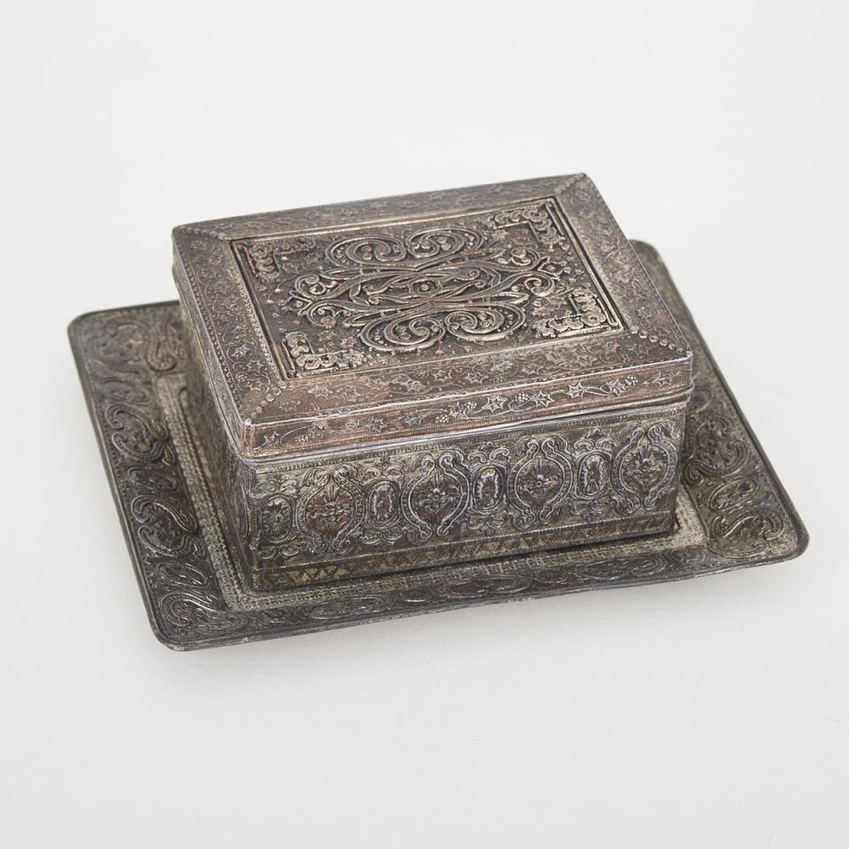 A Pewter Cigarette Case and Tray