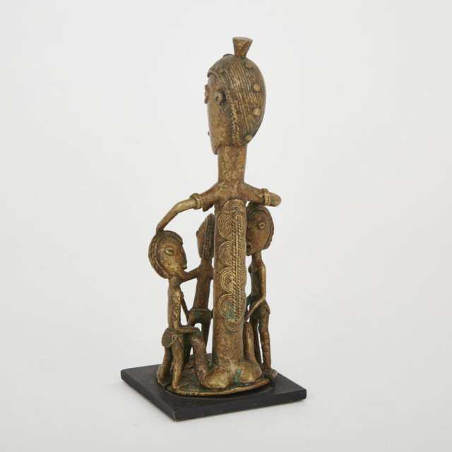 Akan Bronze Figural Group, mother and Children, West Africa