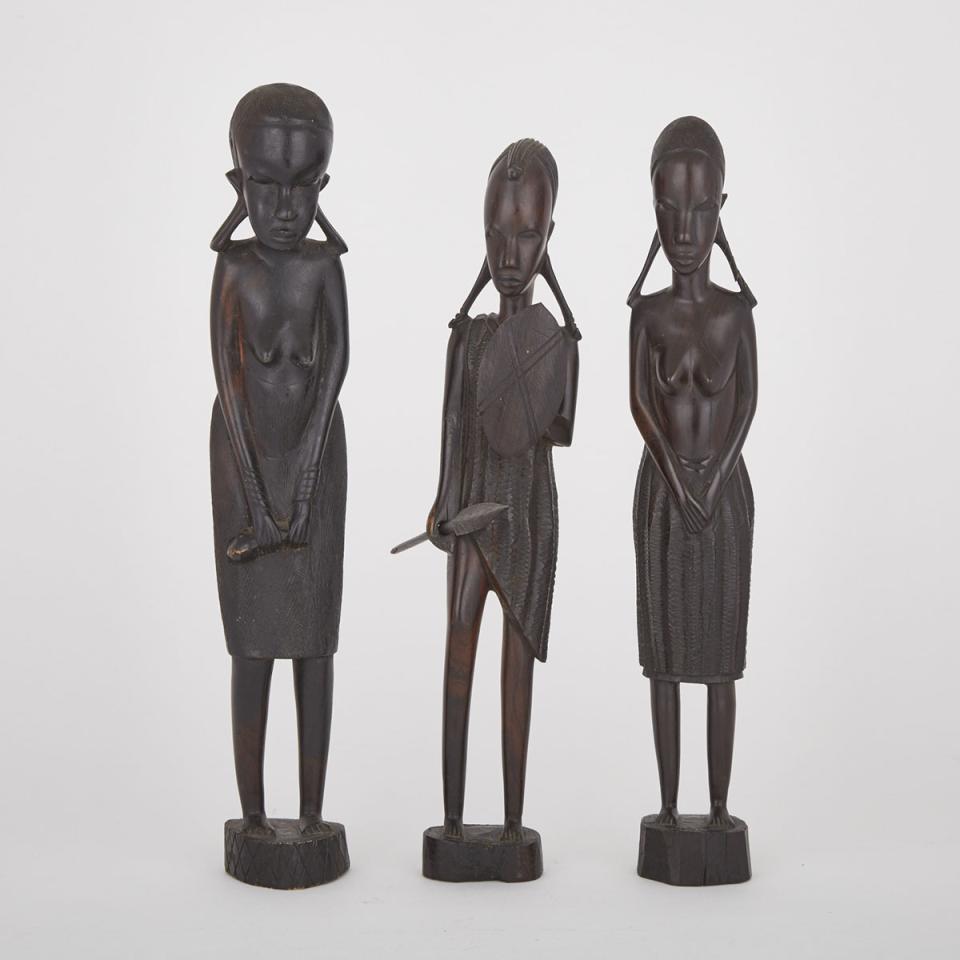 Group of Three Maasai Figures, East Africa