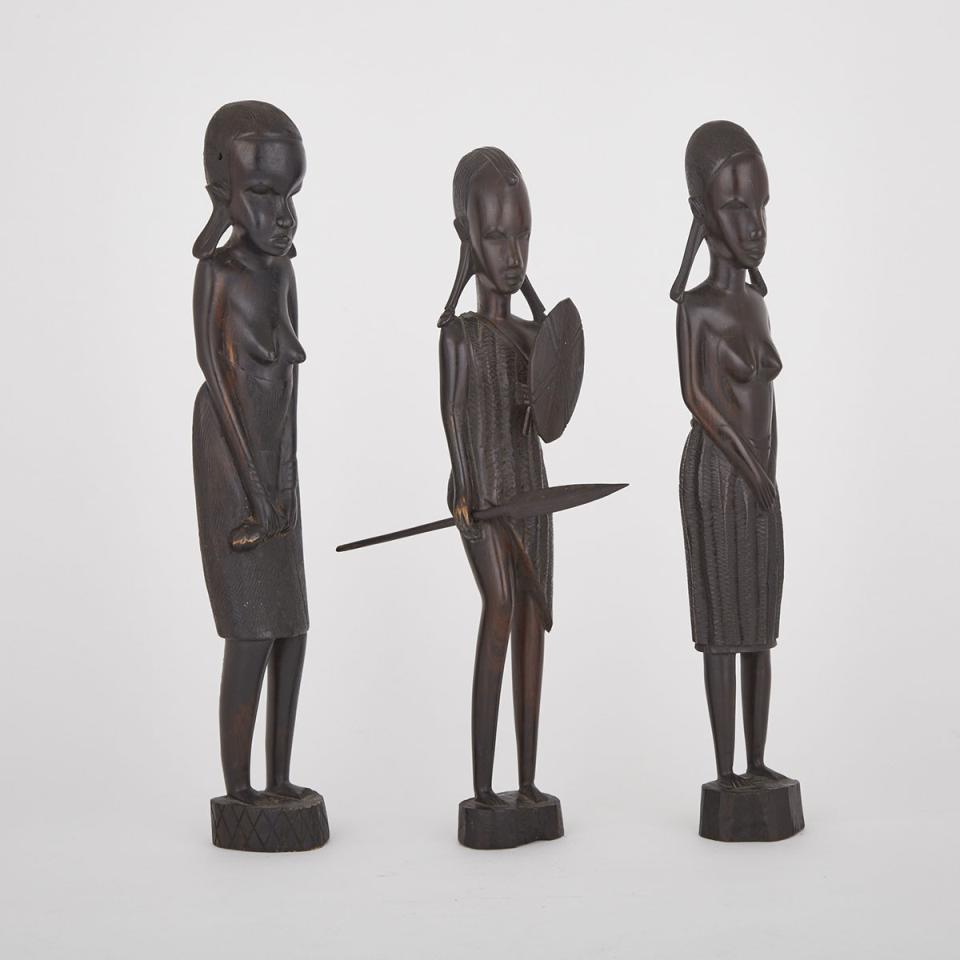Group of Three Maasai Figures, East Africa