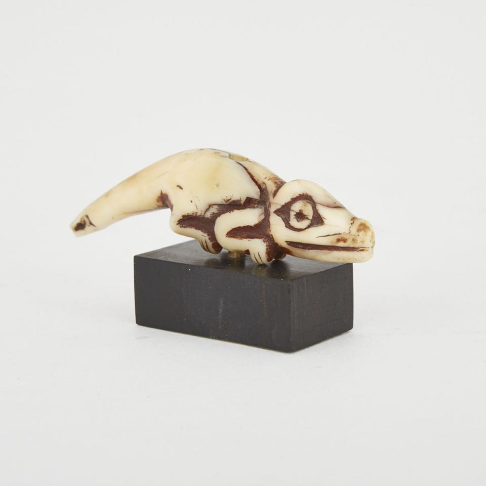 Unidentified Ivory Carving of a Chameleon, possibly Luba or Lega, Central Africa