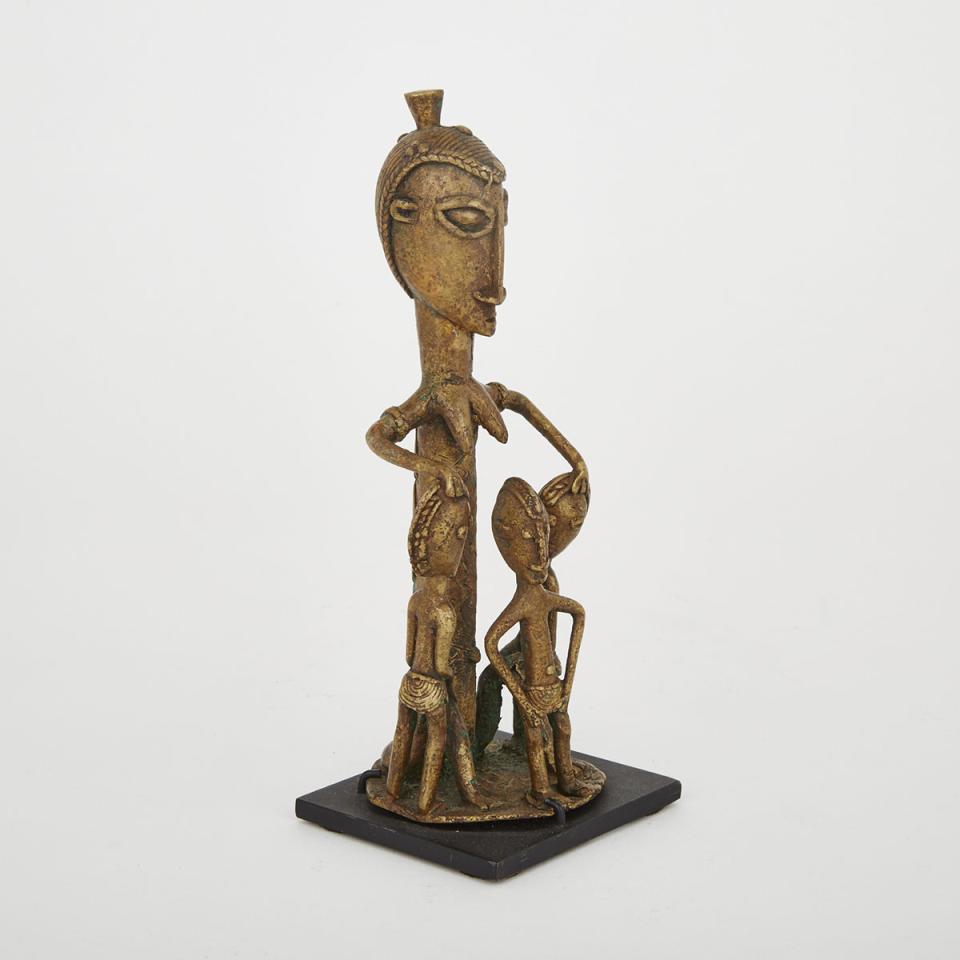 Akan Bronze Figural Group, mother and Children, West Africa