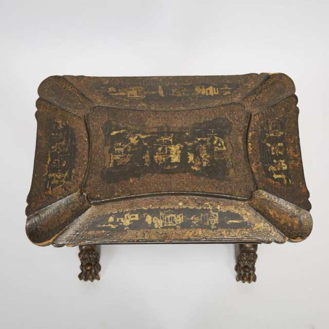 A Chinese Export Lacquer Sewing Table, Mid 20th Century