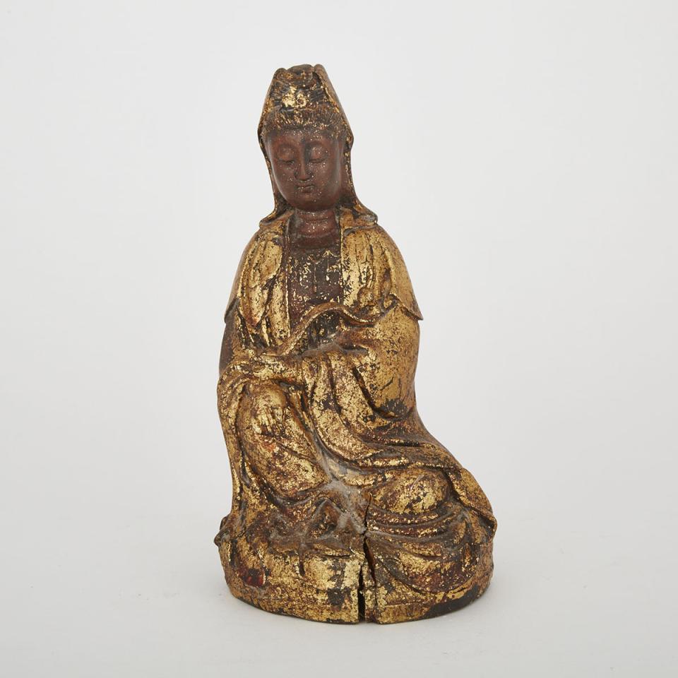 A Gilt Wood Figure of Guanyin
