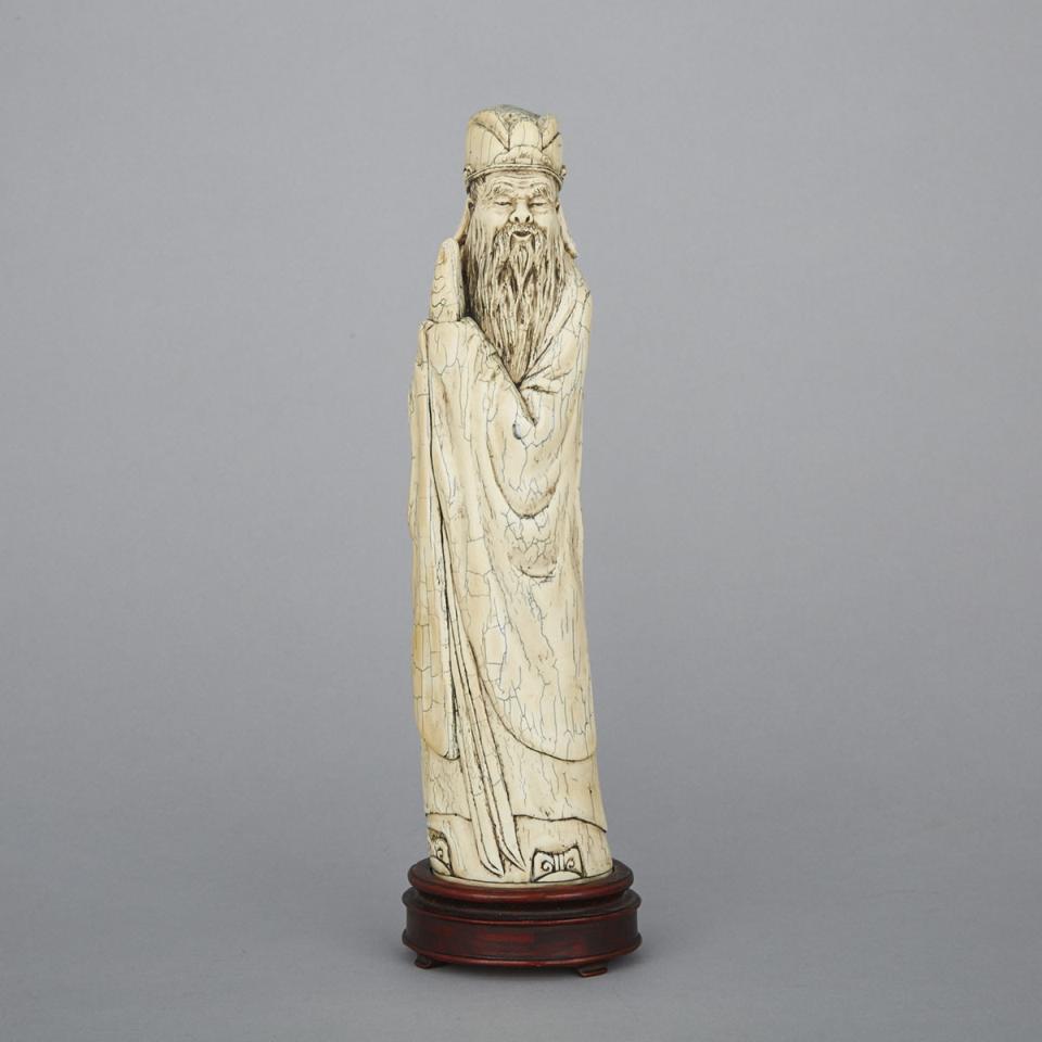 A Carved Ivory Immortal, Early 20th Century