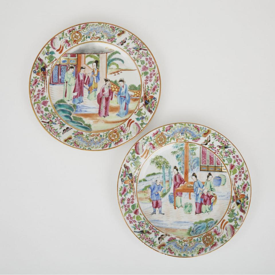 A Pair of Famille Rose Export Plates, 19th Century