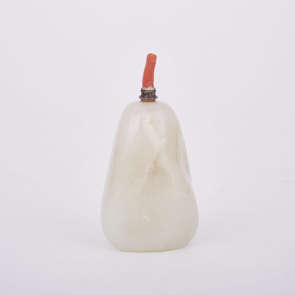 A Large White Jade ‘Pebble’ Snuff Bottle, 18th Century