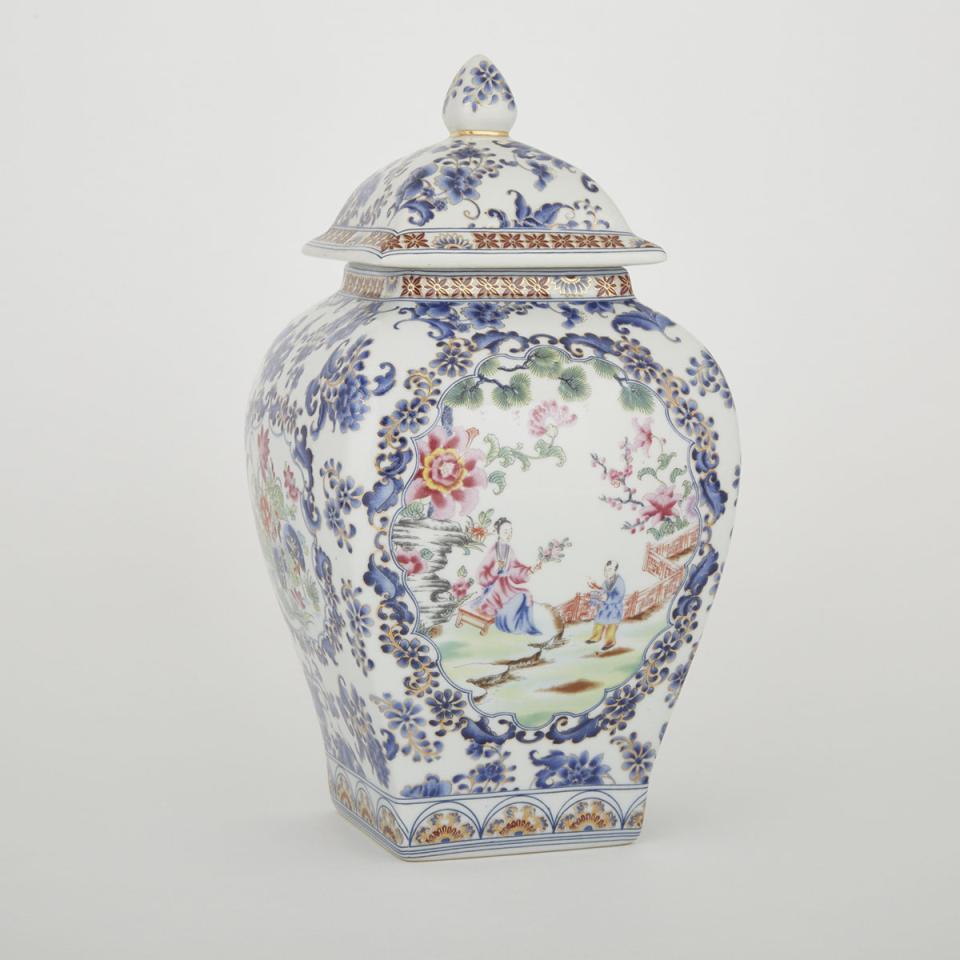 A Famille Rose Square Covered Jar