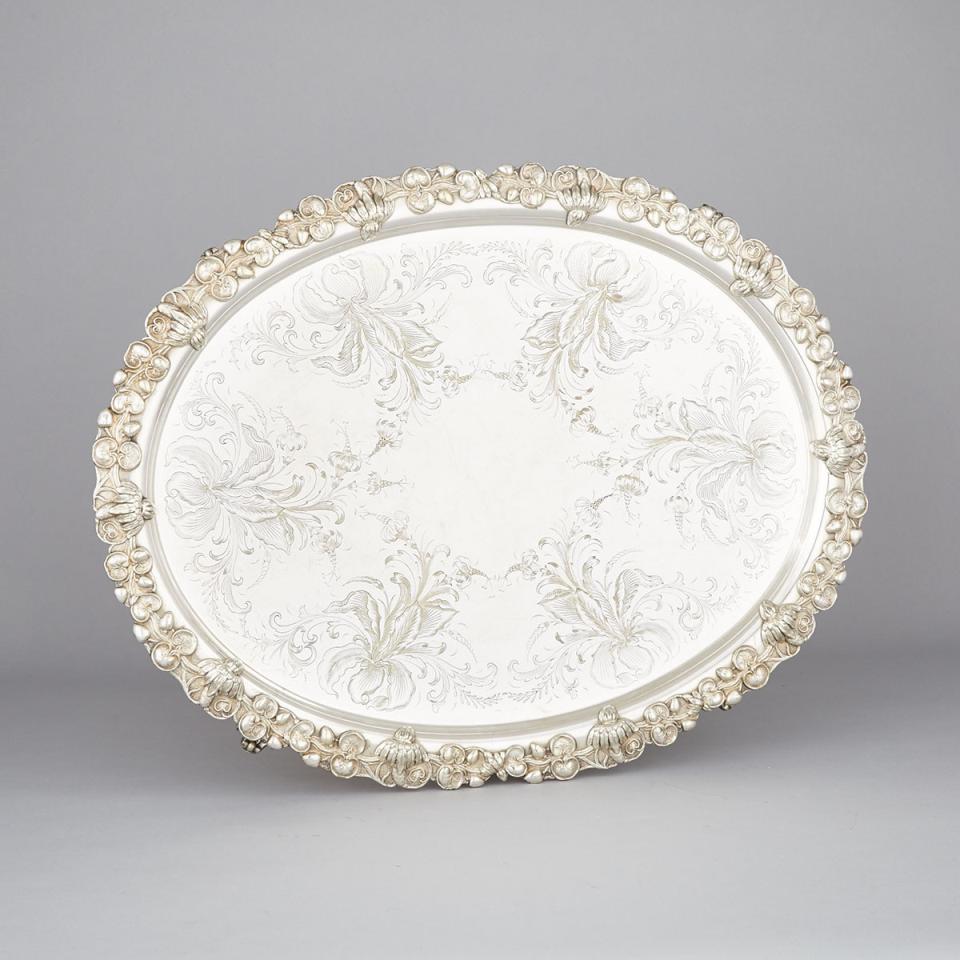 Victorian Silver Plated Oval Tray, mid-19th century 