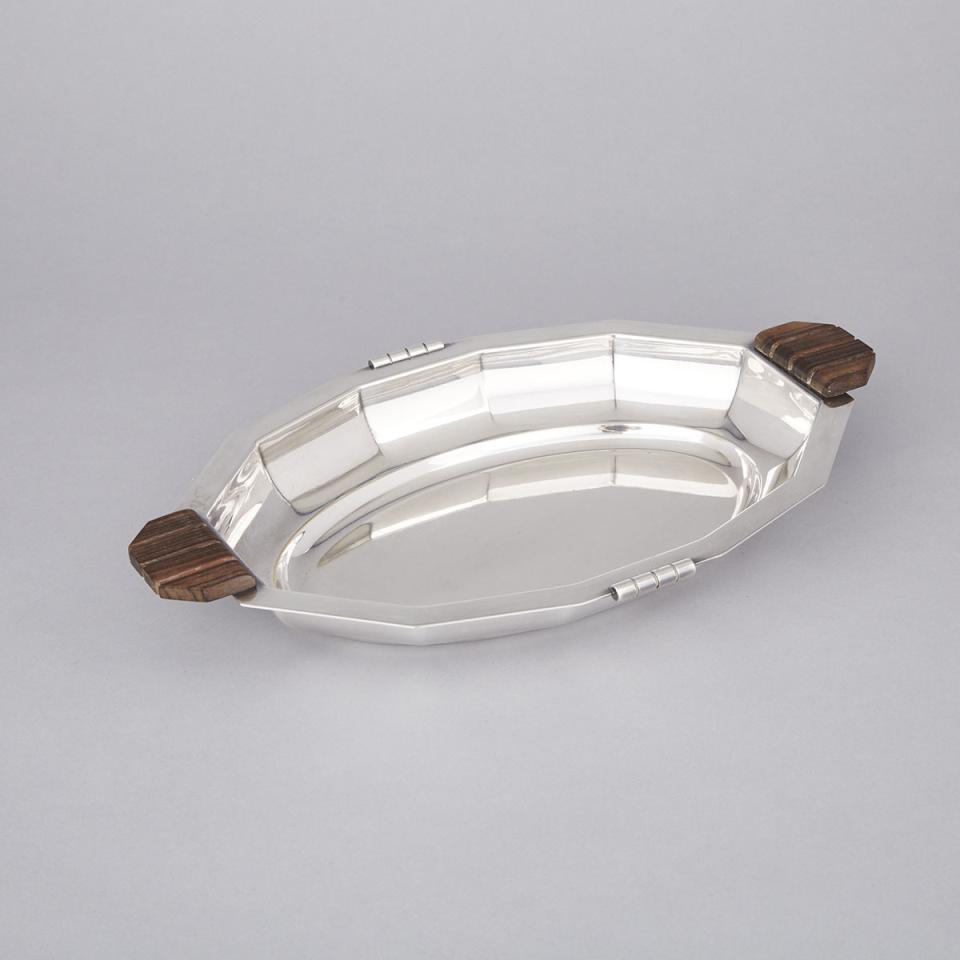 French Modernist Silver Plated Oval Bowl, c.1930
