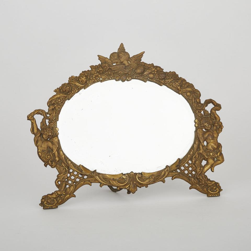 Victorian Gilt Cast Iron Easel Mirror, PL & B Co., 19th century