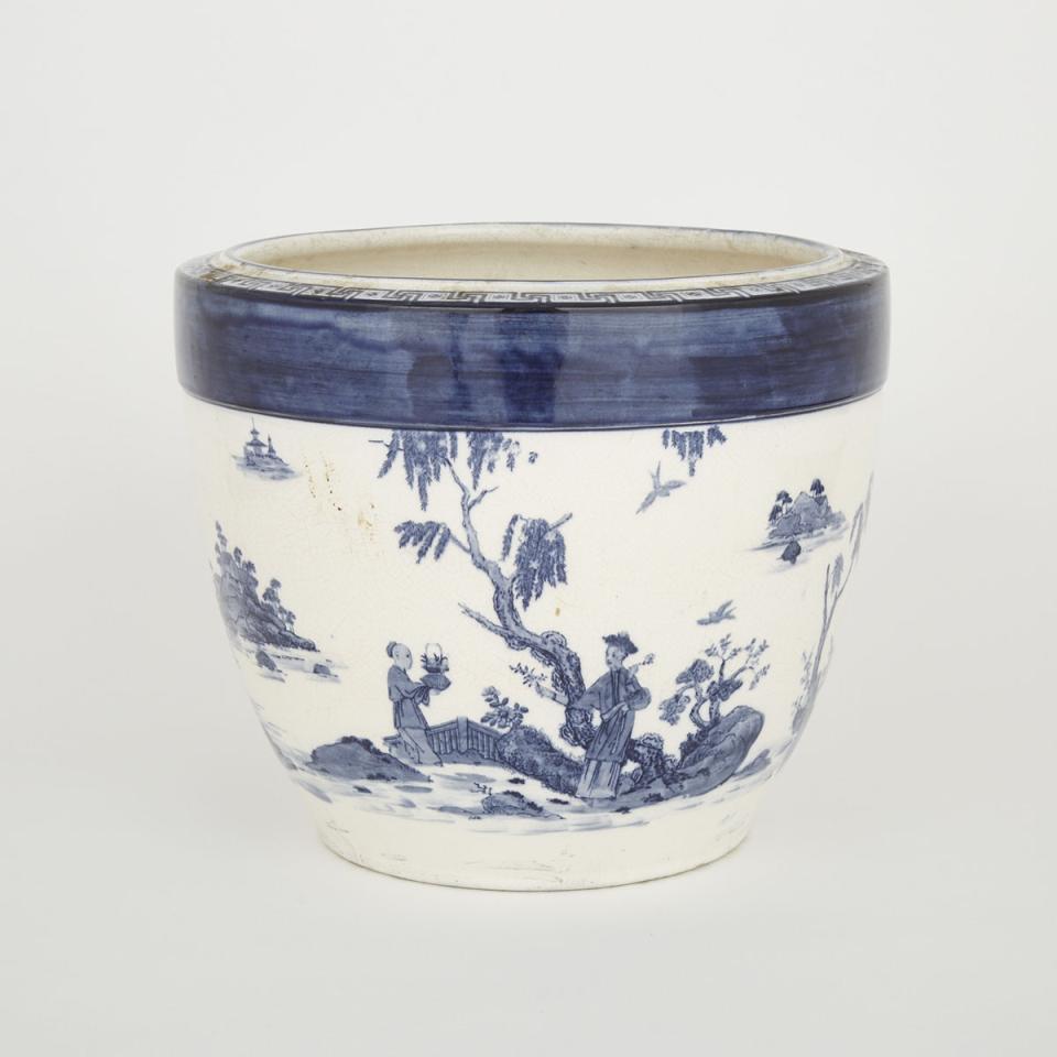 Minton Blue Printed Earthenware Jardinière, c.1900