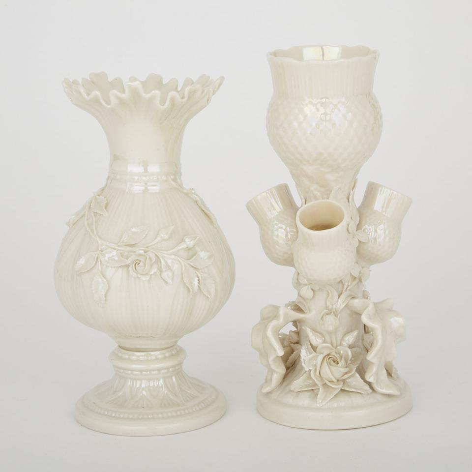 Belleek ‘Thistle’ Vase and ‘Ribbon’ Vase, c.1926-46