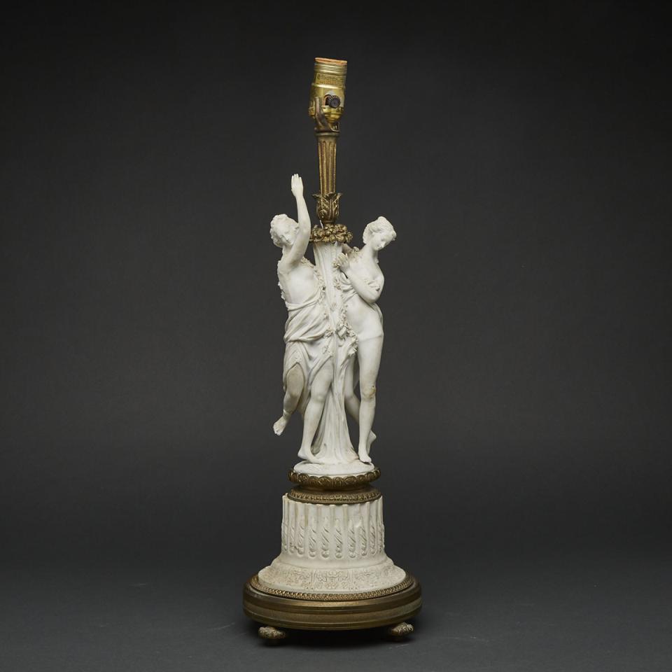 Ormolu Mounted ‘Sèvres’ White Biscuit Group of Two Maidens, late 19th century