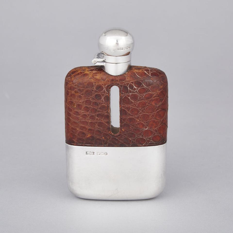 English Silver Mounted Spirit Flask, James Dixon & Sons, Sheffield, 1922