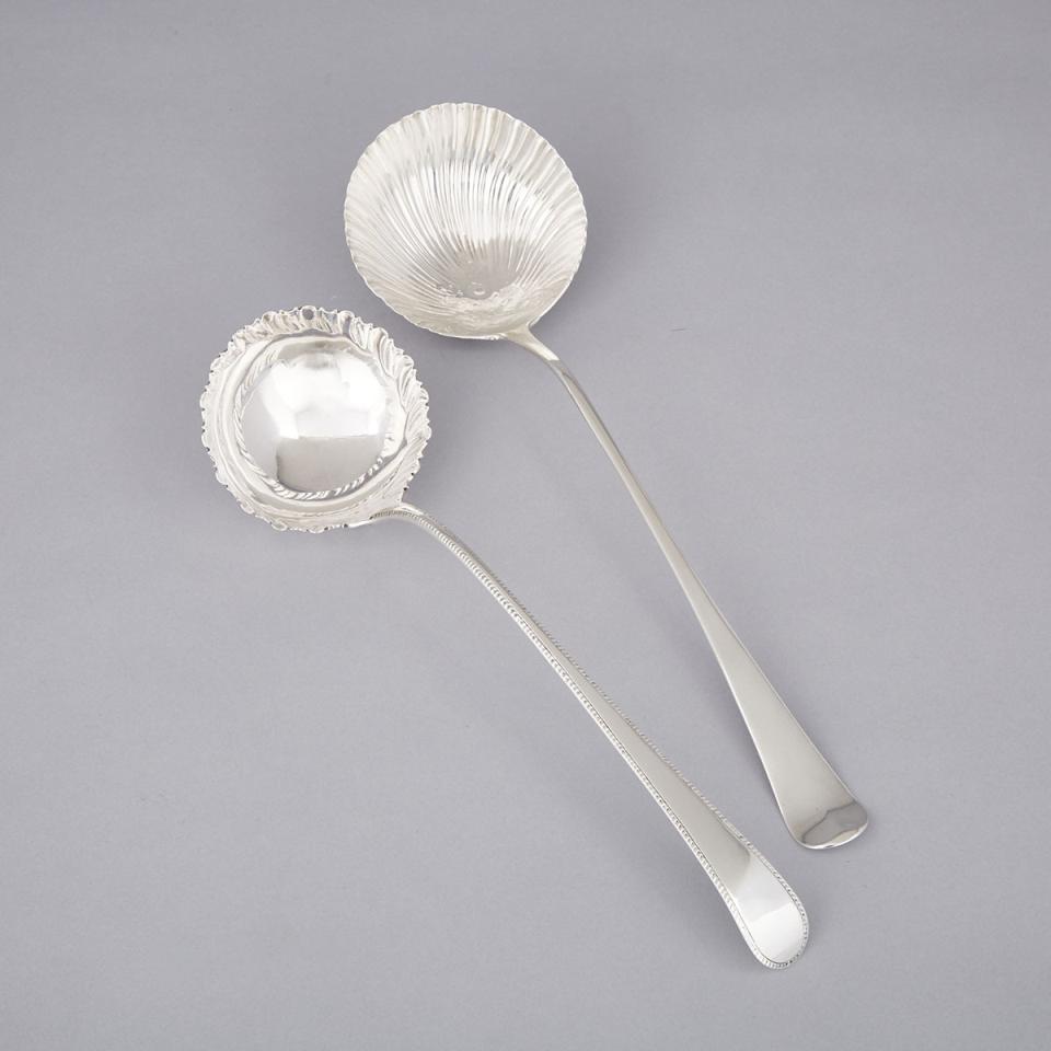 Two George III Silver Soup Ladles, London, 1764/74