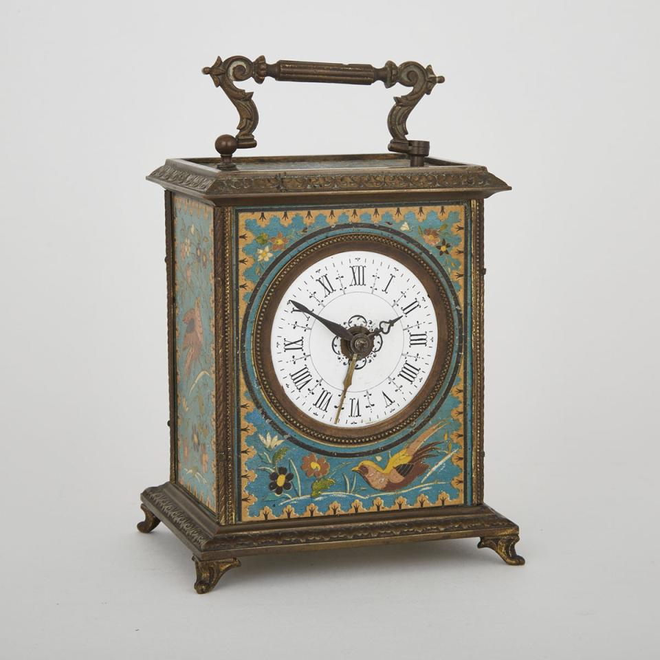 French Orientalist Lithographed Tin Carriage Alarm Clock, Japy Freres & Cie, c.1878