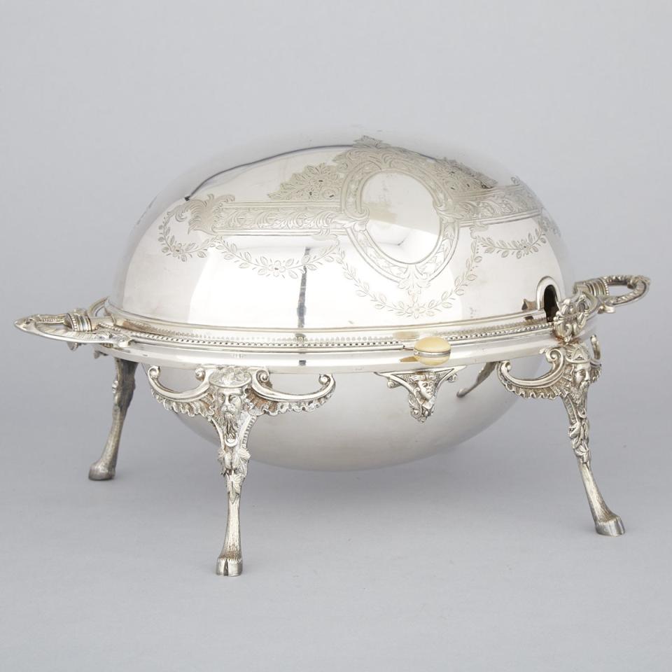 English Silver Plated Oval Breakfast Dish, Walker & Hall, early 20th century