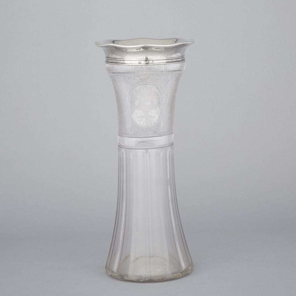 American Silver Mounted Glass Vase, Gorham Mfg. Co., Providence, R.I., 1918