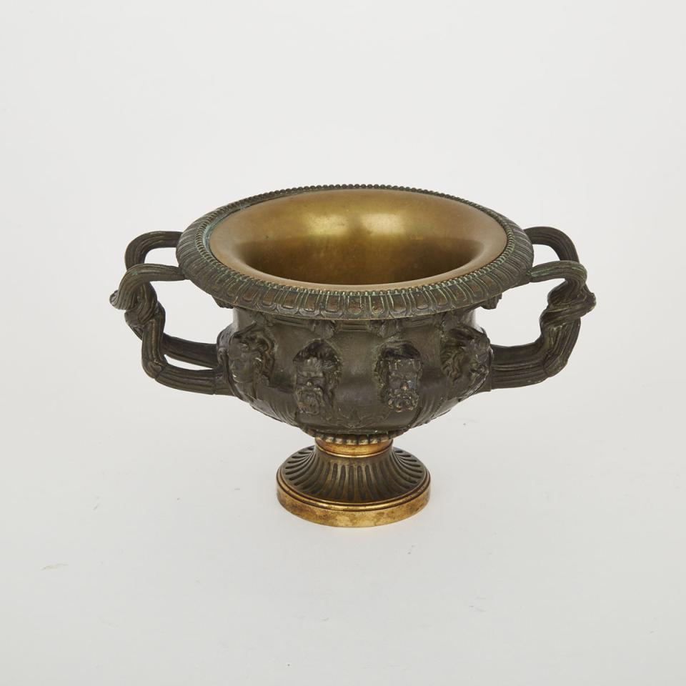 Grand Tour Gilt and Patinated Bronze Bronze Model of the Warwick Vase, mid 19th century