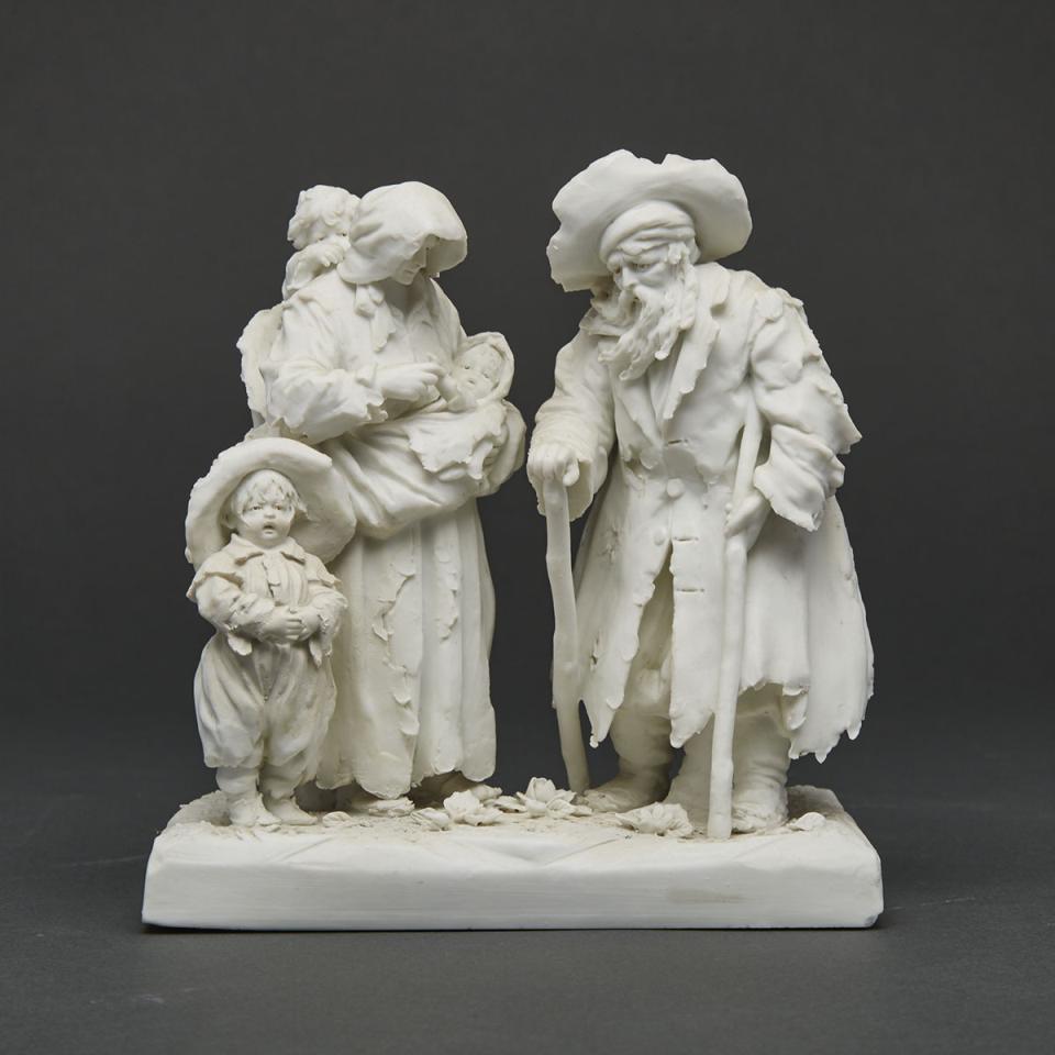 Volkstedt White Biscuit Figure Group of a Peasant Family, 19th century