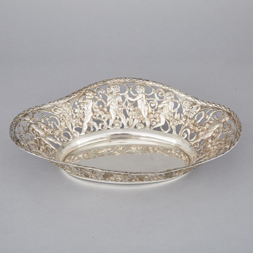 Continental Silver Pierced Oval Bowl,  early 20th century