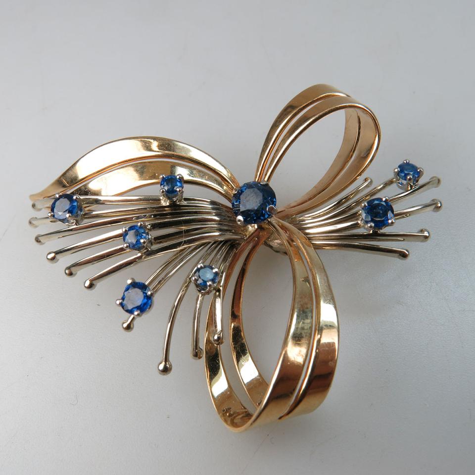 14k Yellow And White Gold Spray Brooch 