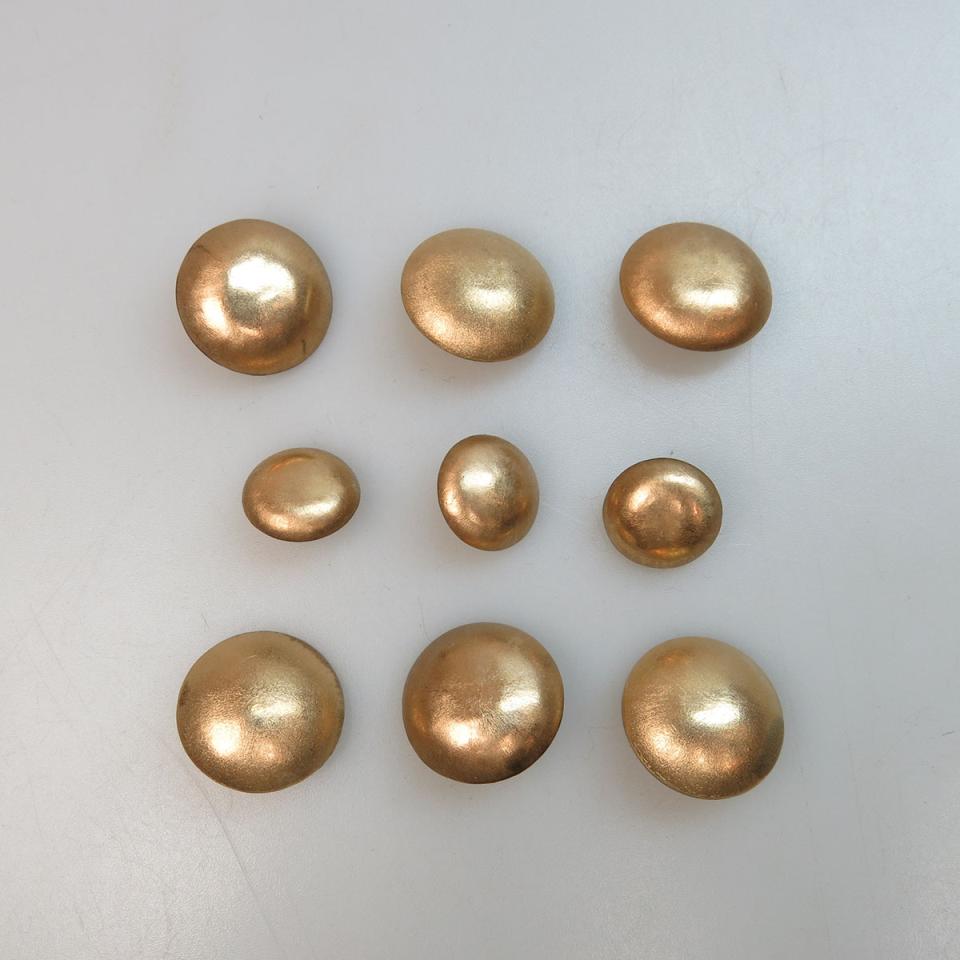 Set Of Nine 14k Yellow Gold Buttons