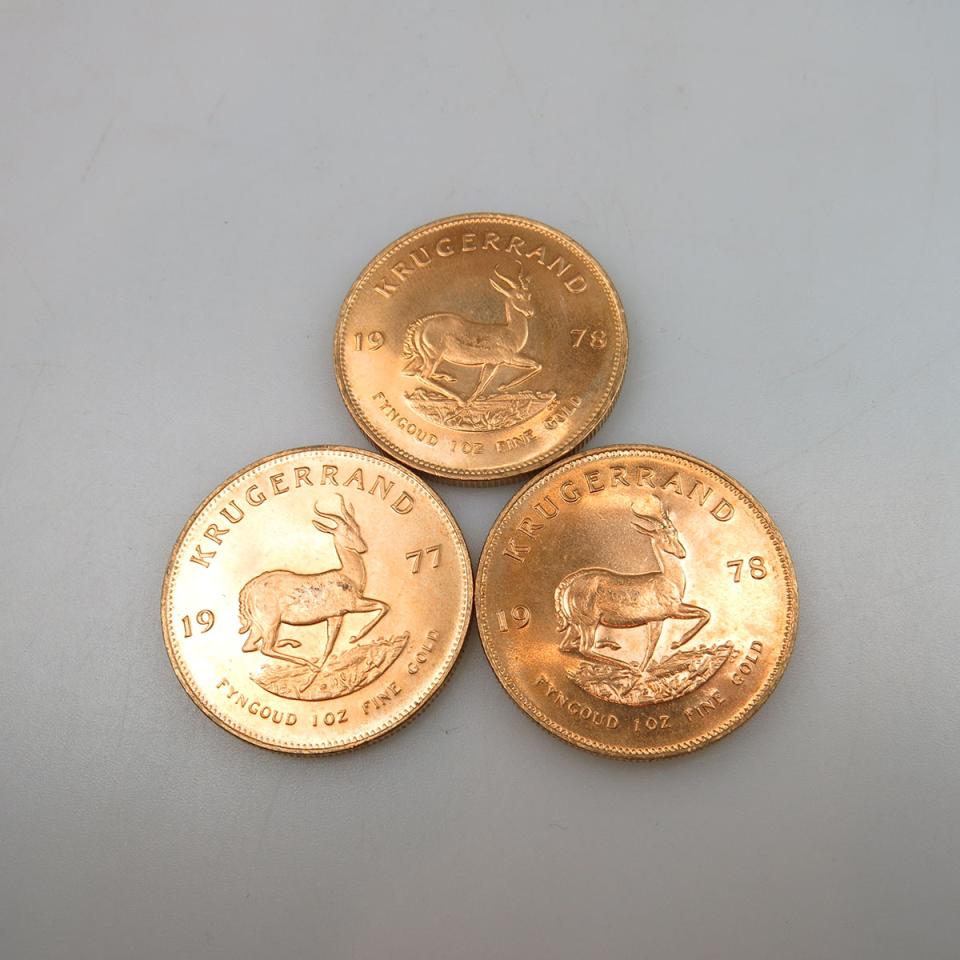 Three Krugerrand Gold Coins