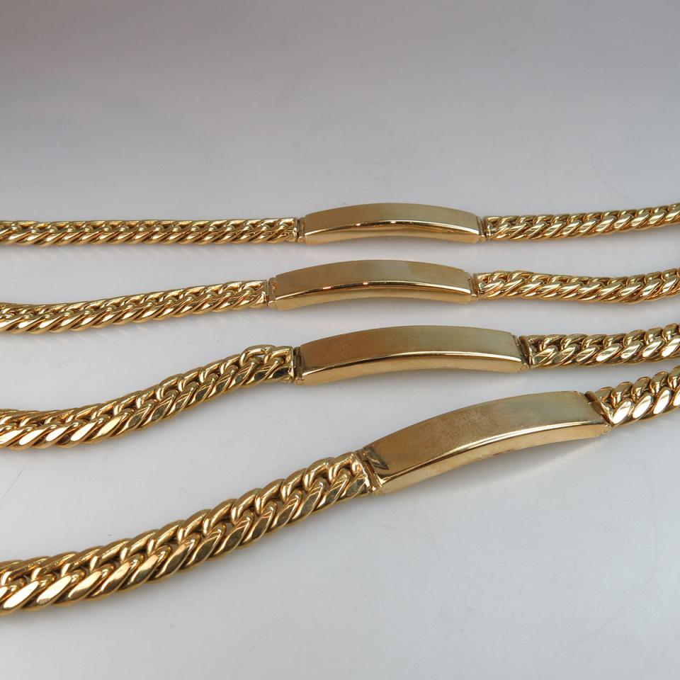 4 x 18k Yellow Gold I.D. Bracelets