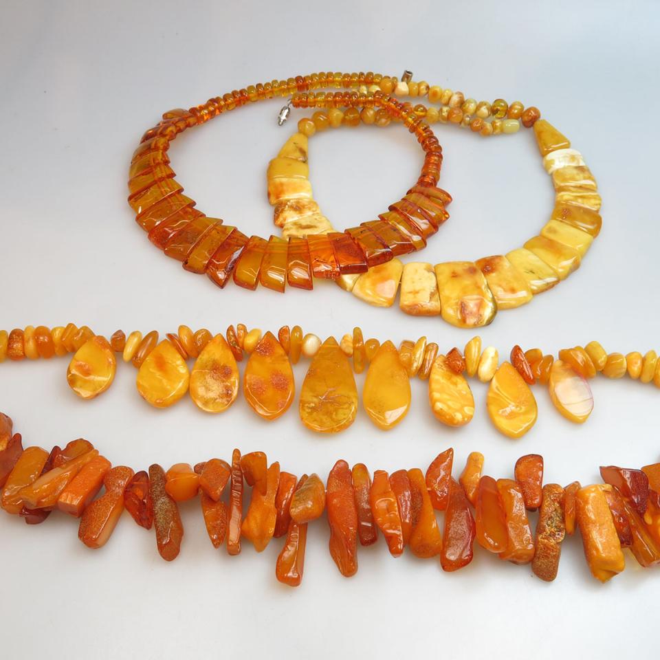 Four Amber Fringe Necklaces