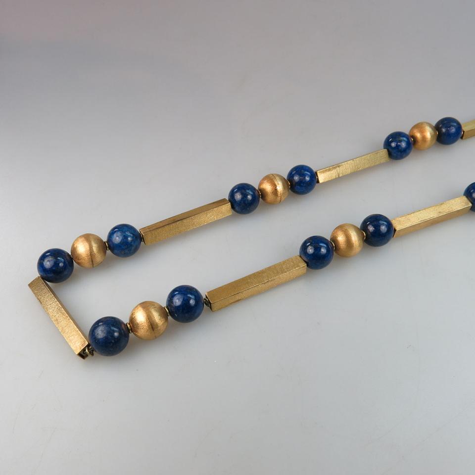 14k Yellow Gold And Lapis Bead Endless Necklace