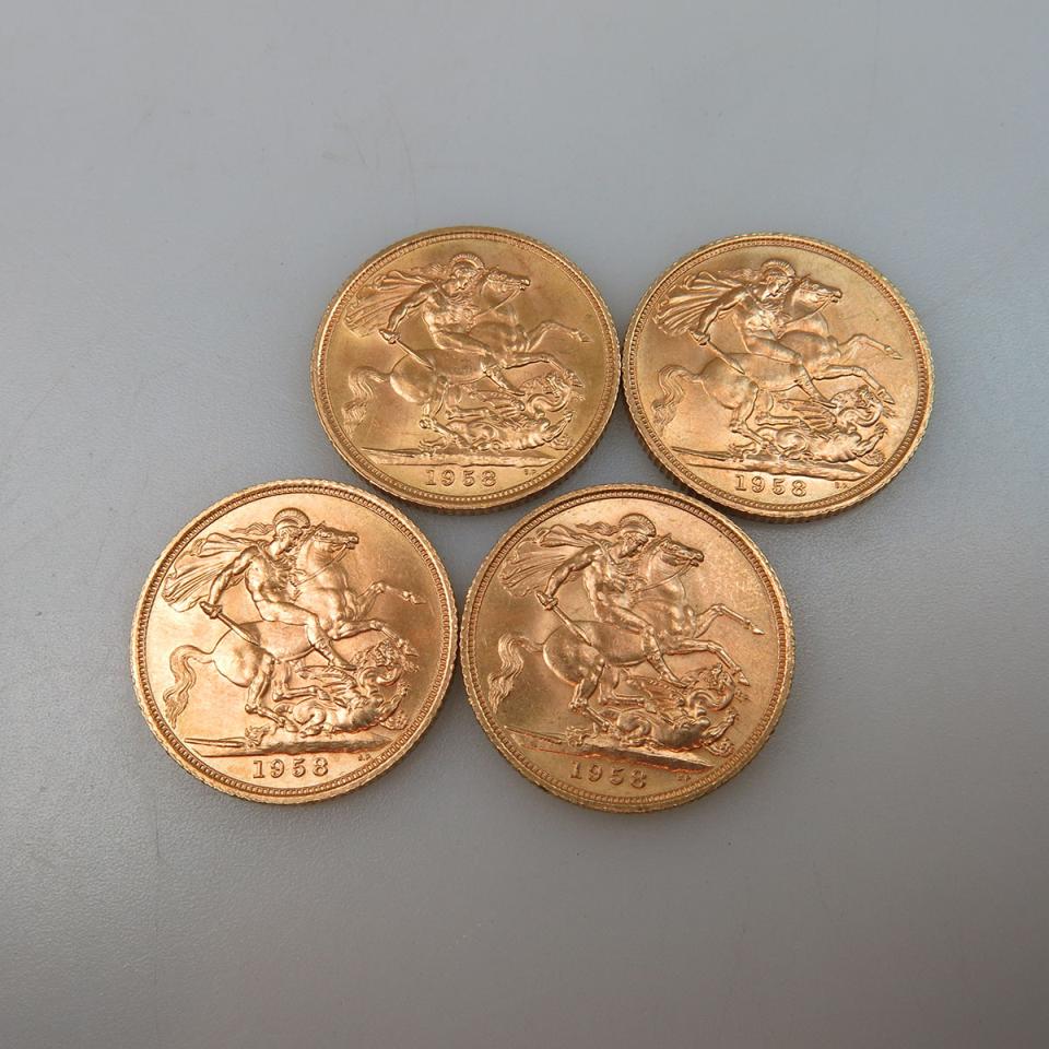 Four British Gold Sovereign Coins