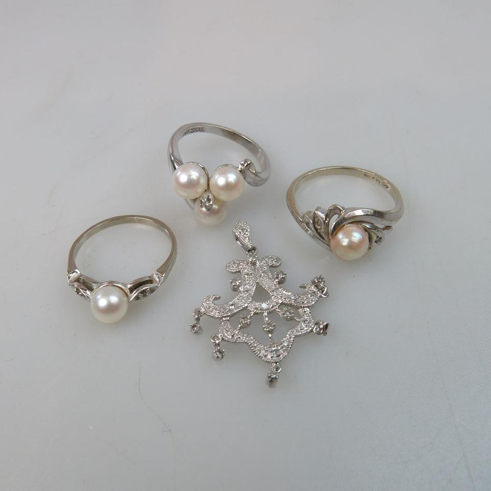 Small Lot Of White Gold Jewellery