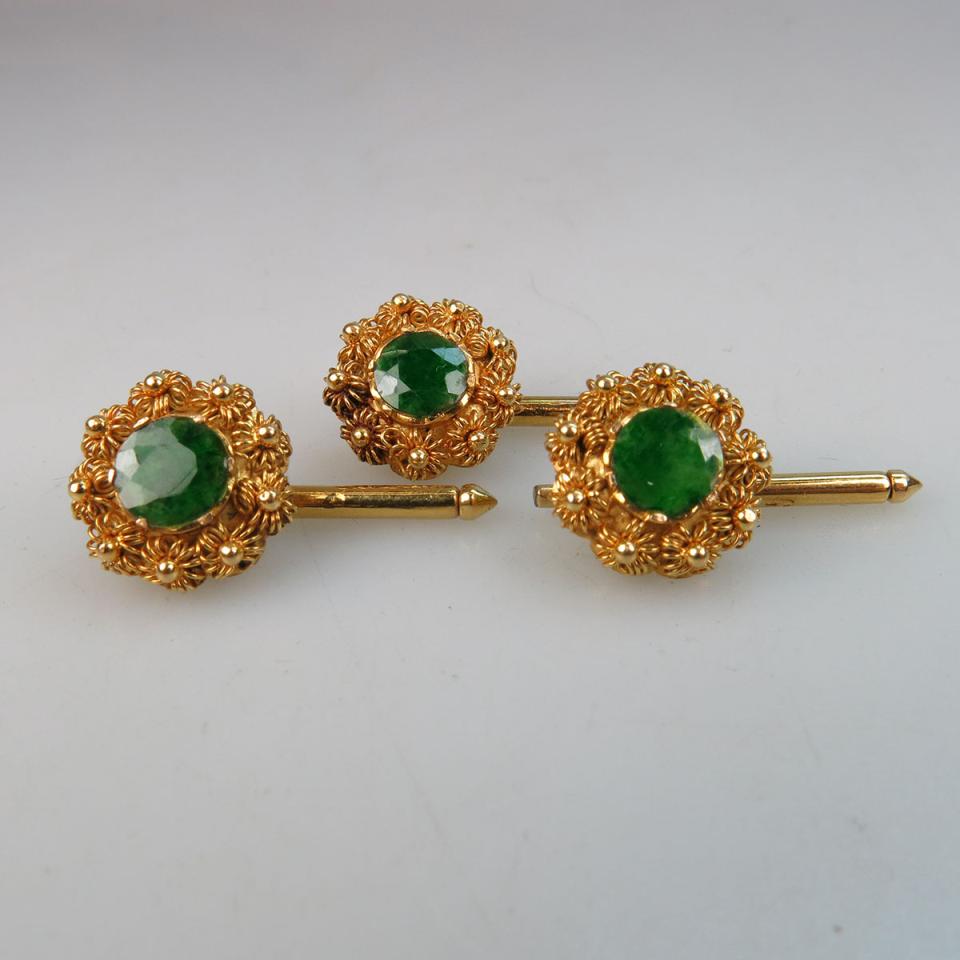 Set Of Three High Carat And 14k Gold Buttons 