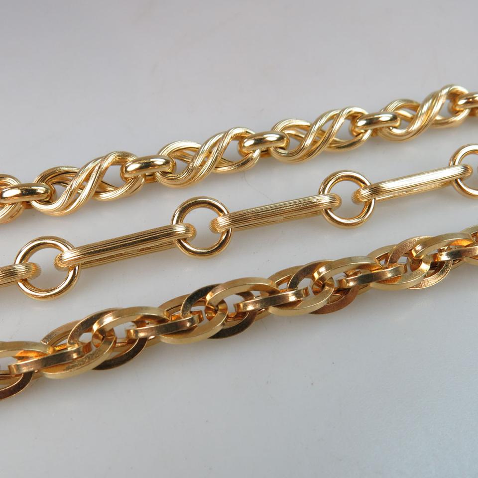 Three 18k Yellow Gold Bracelets