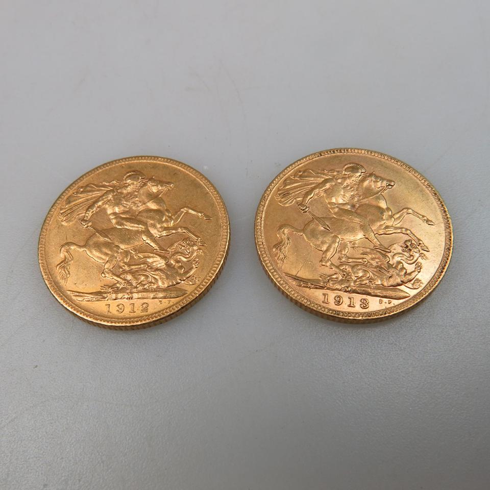 Two Melbourne Gold Sovereign Coins
