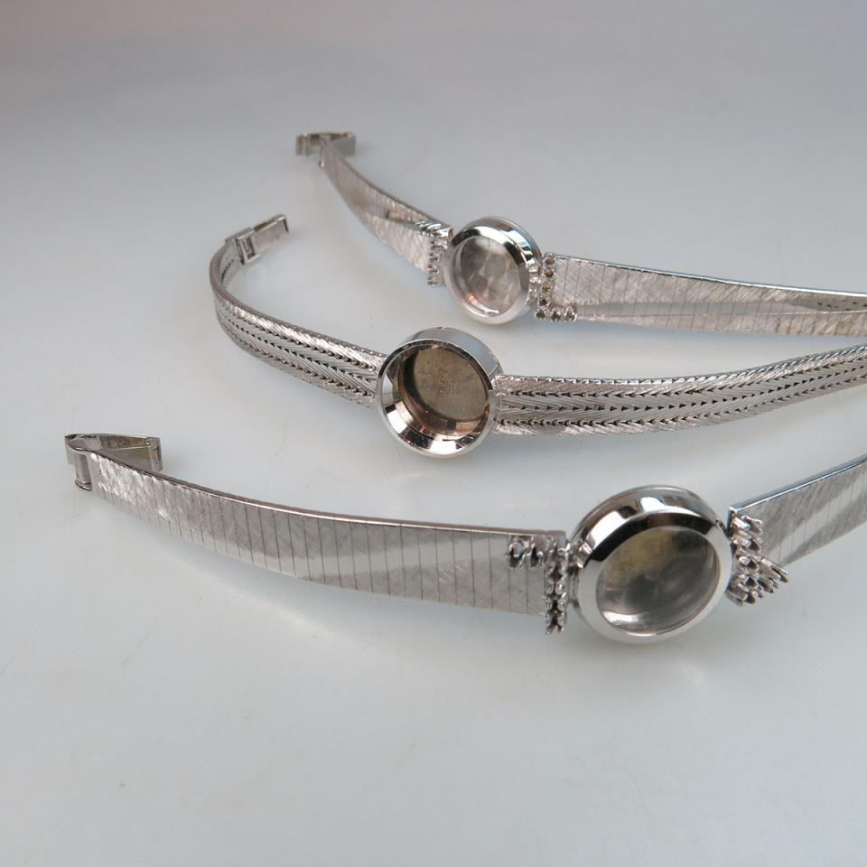 3 x Lady’s 18k White Gold Wristwatch Cases And Straps